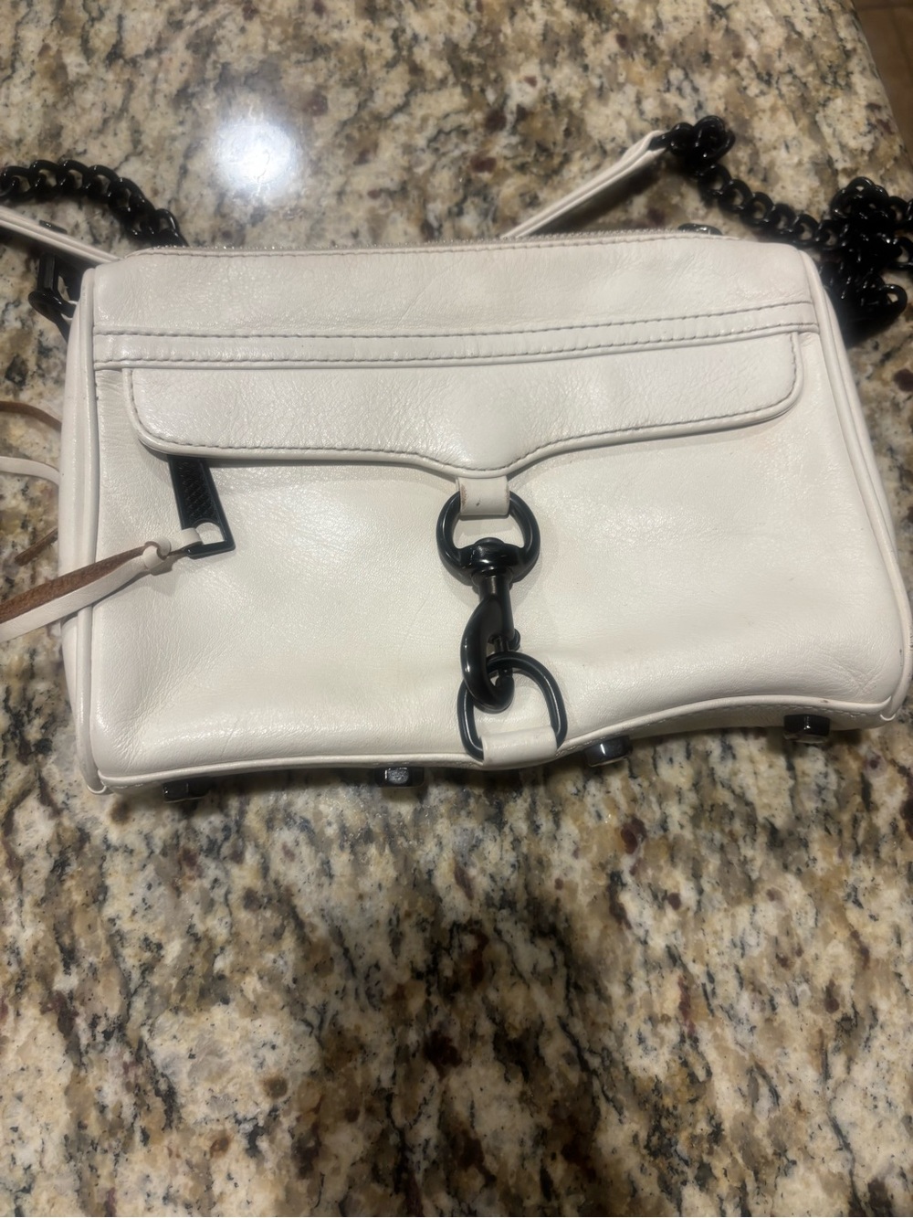 Rebecca Minkoff White Leather Crossbody with Black Hardware